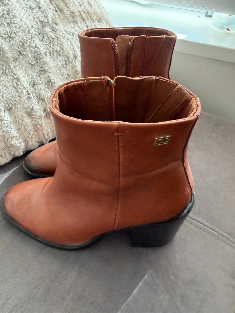 Tommy Hilfiger Tan Leather Ankle Booties